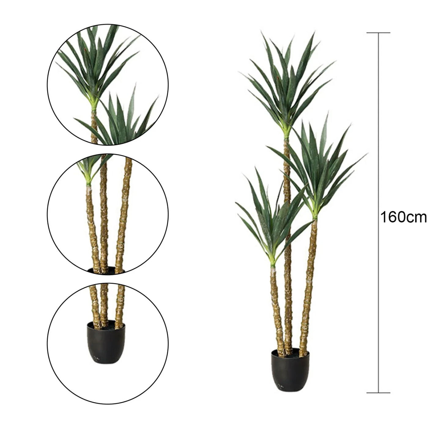 HiMISSCN Faux Agave Artificial Tree With Three Trunks