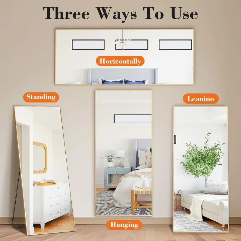 Floor Standing Mirror With Aluminum Frame And Nano Glass Wall