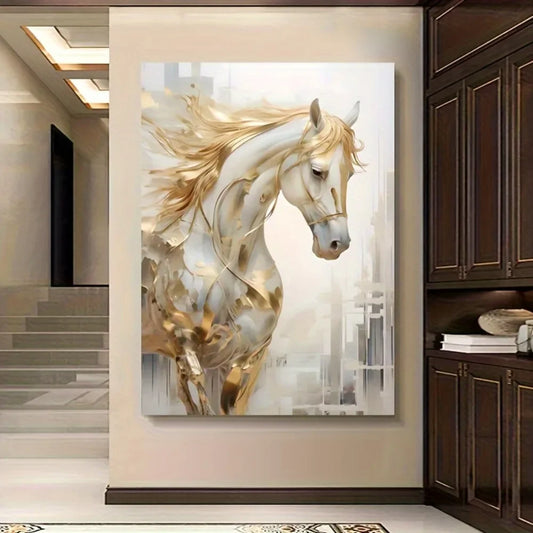Hignconcerned Golden Horse Frameless Wall Art Painting