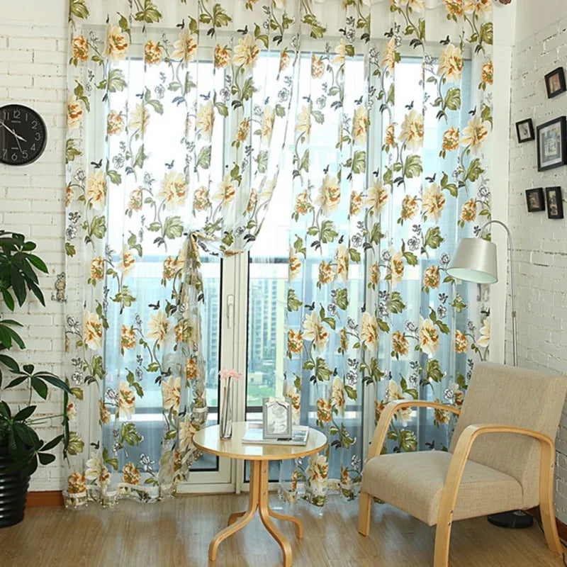 Guangdong Window Curtains 3D Panel Tulle Sheer Living Room