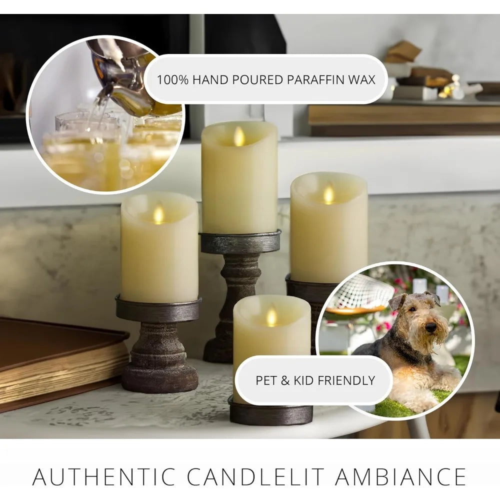 Flameless LED Battery Operated Flickering Pillar Candles Pack