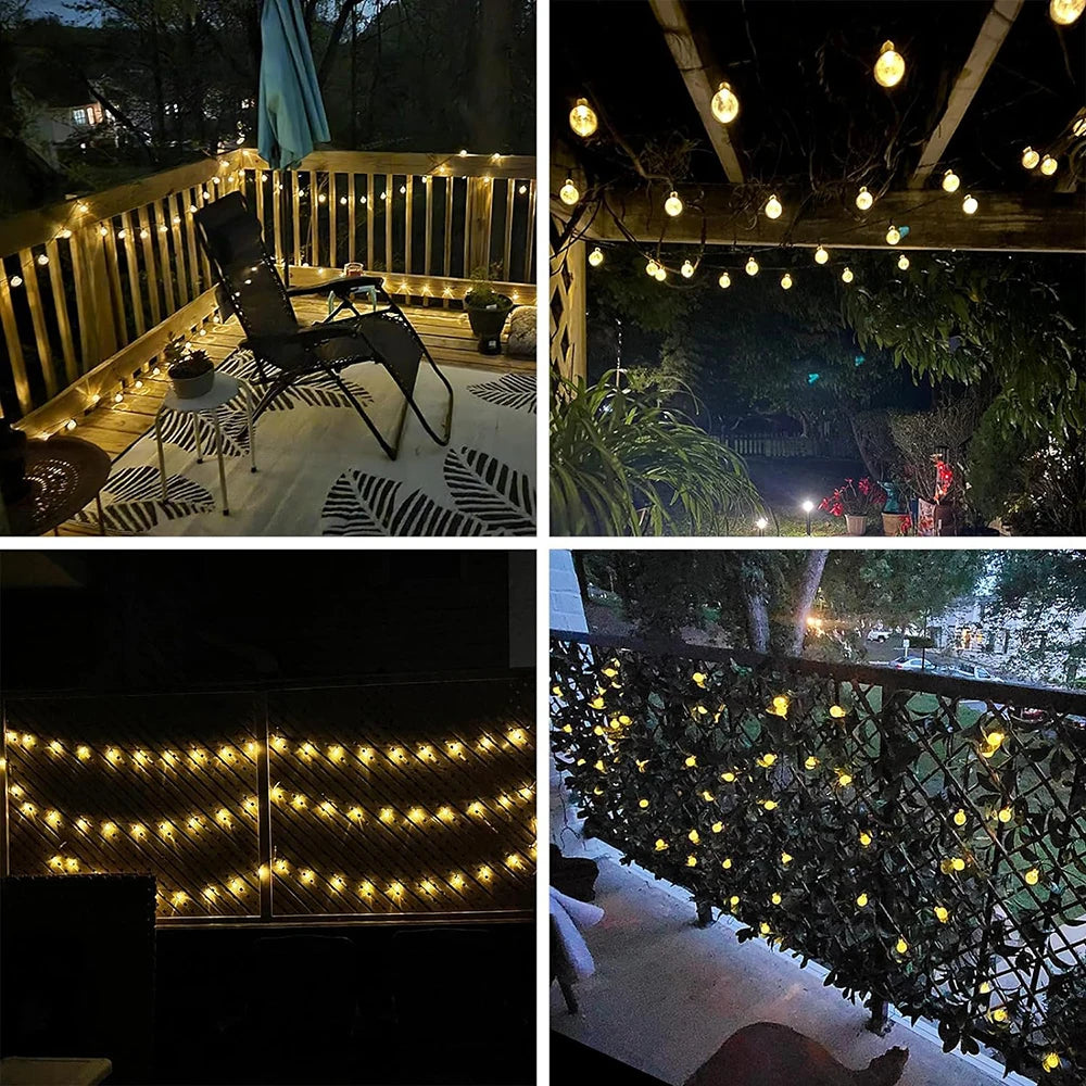 WELPUR Solar Bubble Ball String Lights Outdoor 8 Modes