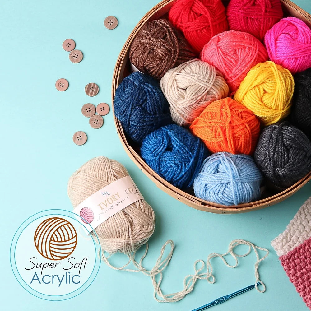 XMSJH Crochet Craft Kit Yarn Bundle 15 Colors 75 Yards
