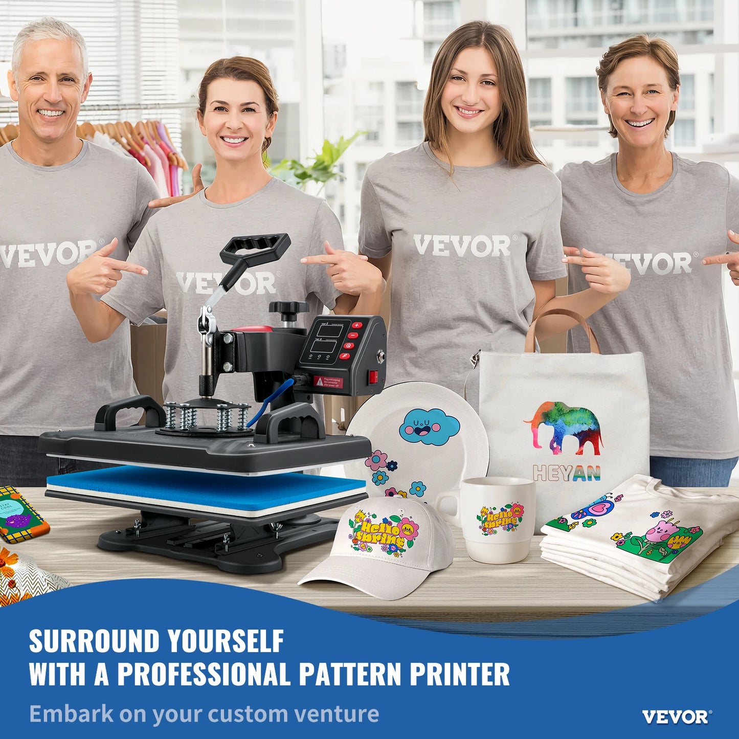 SucceBuy 5-in-1 Heat Press Machine with Digital Temperature Control