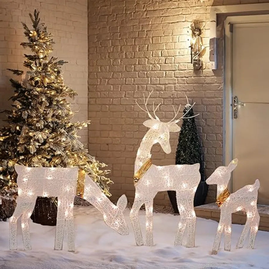Hign Concerned Reindeer Family Christmas Outdoor Decoration Set