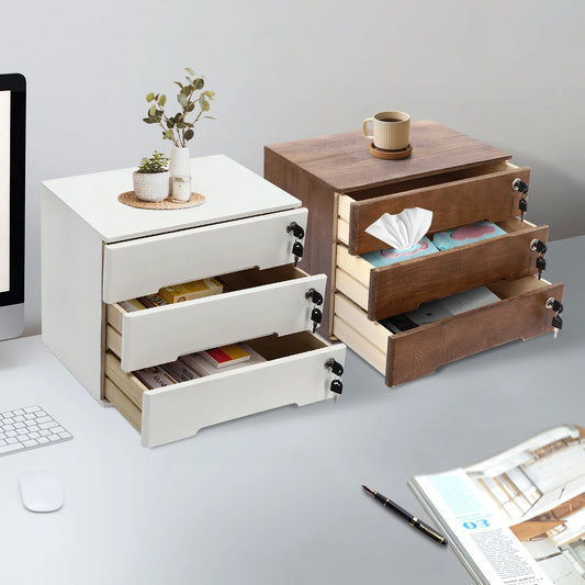 Sichuan Wood Desk Storage Box With Lockable Drawers