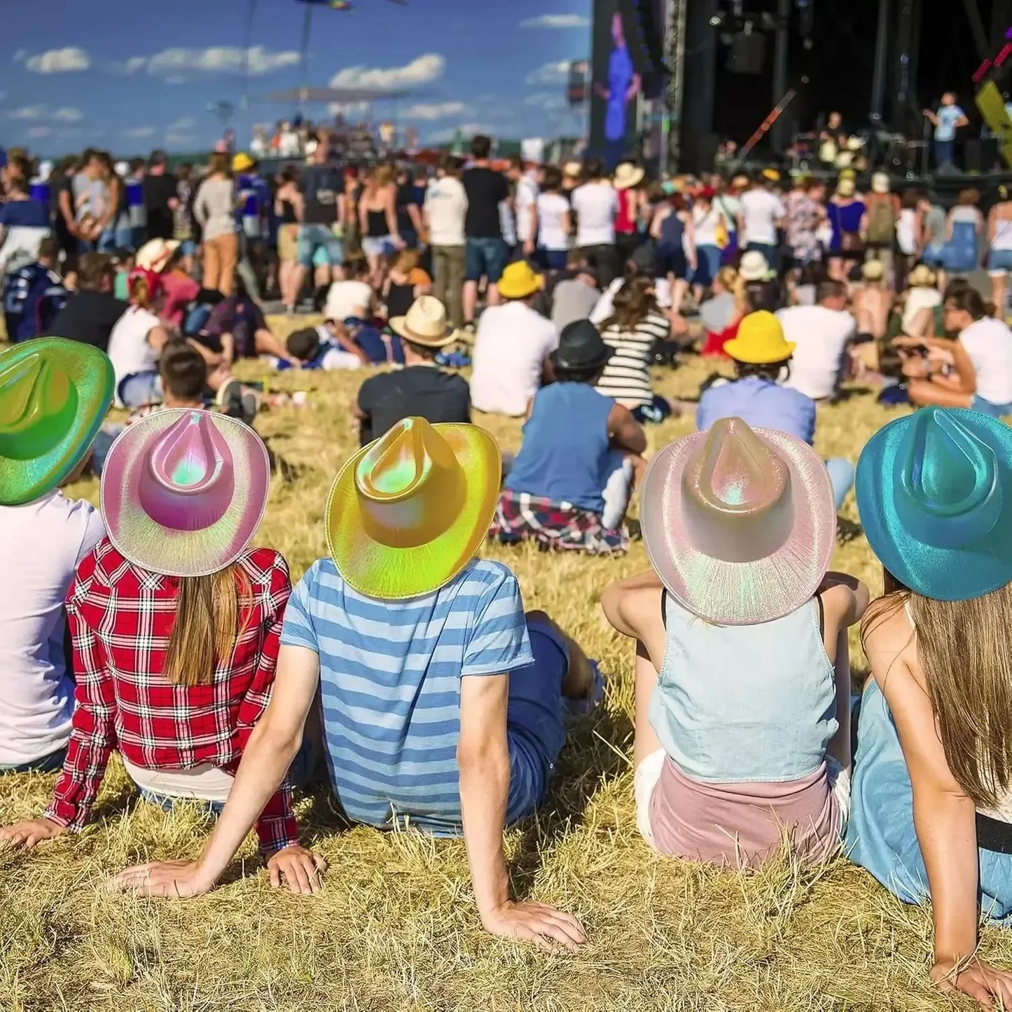 LED Light Up Cowboy Hat for Party Pearlescent Western