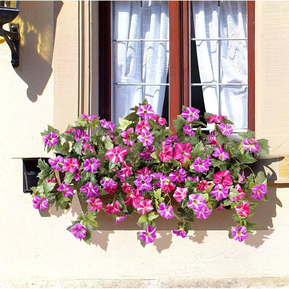 Petunia Silk Flowers Outdoor Decor UV Resistant 2 Pack