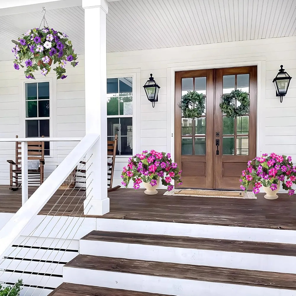 Petunia Silk Flowers Outdoor Decor UV Resistant 2 Pack