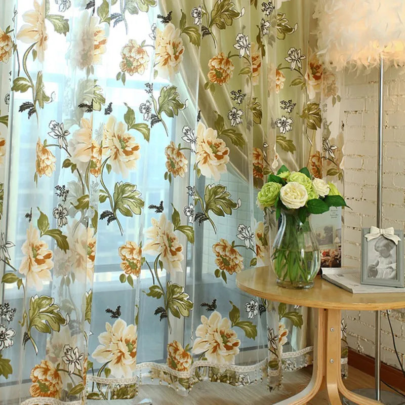 Guangdong Window Curtains 3D Panel Tulle Sheer Living Room
