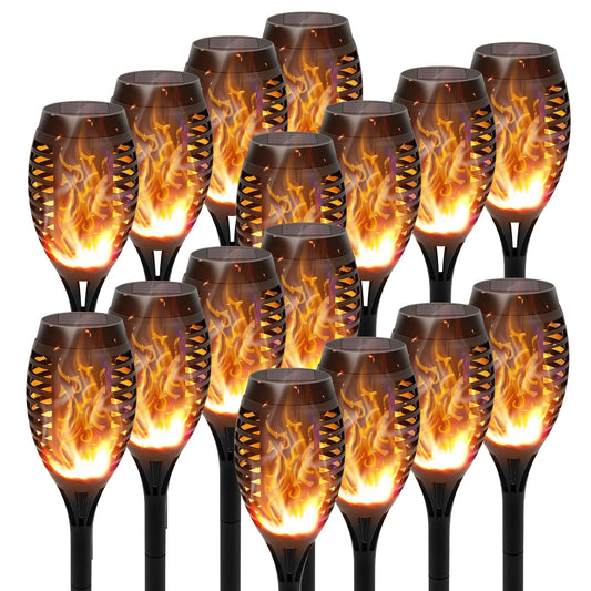 Solar Torch Lights With Flickering Flame Waterproof Outdoor LED