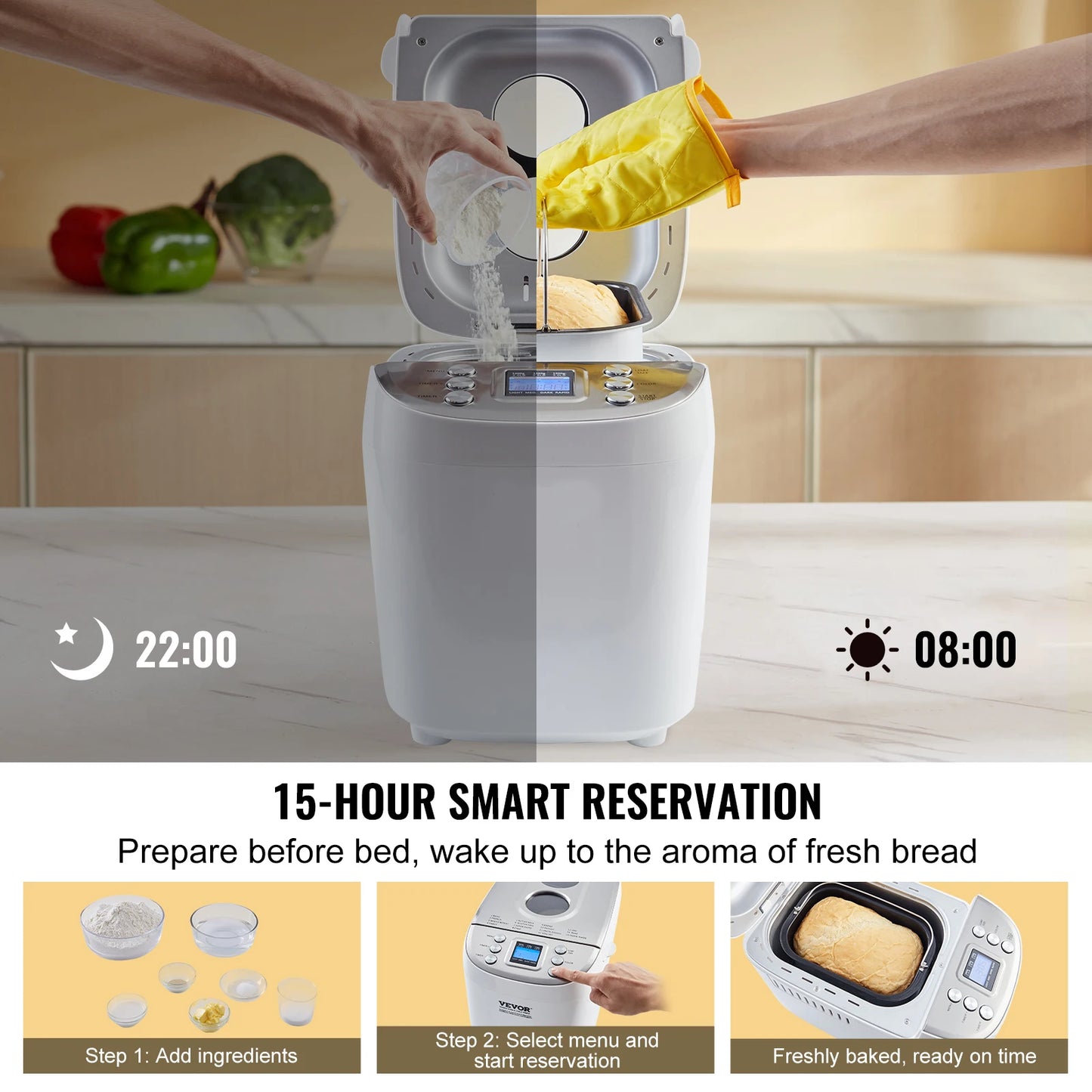 SucceBuy 15 In 1 Bread Maker Automatic Dough Machine