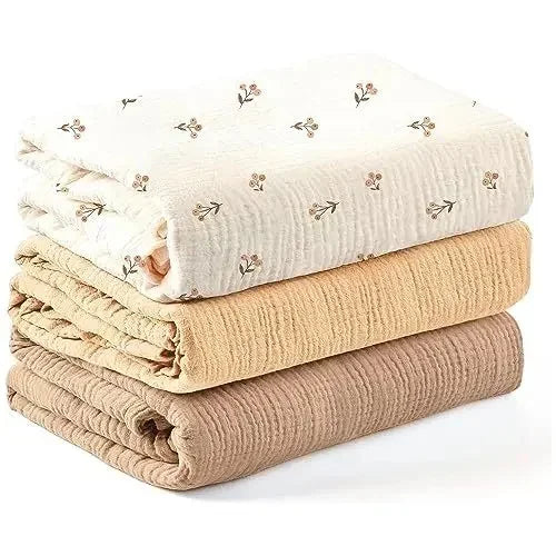 Cotton Muslin Swaddle Baby Blanket Set For Newborn Gifts