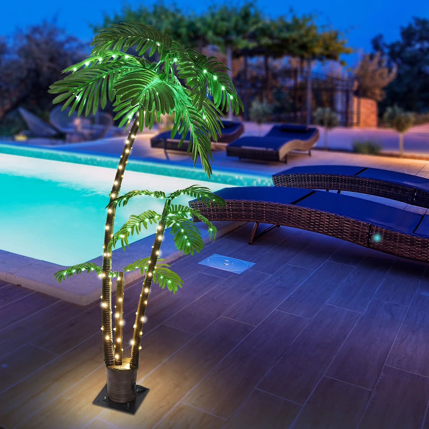 Solar Lighted Palm Tree LED for Tiki Bar Christmas Decor