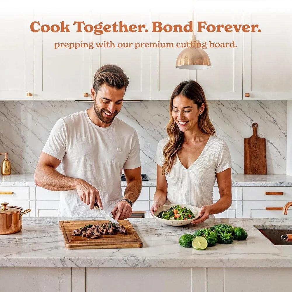 Bamboo Cutting Board Set With Holder For Charcuterie