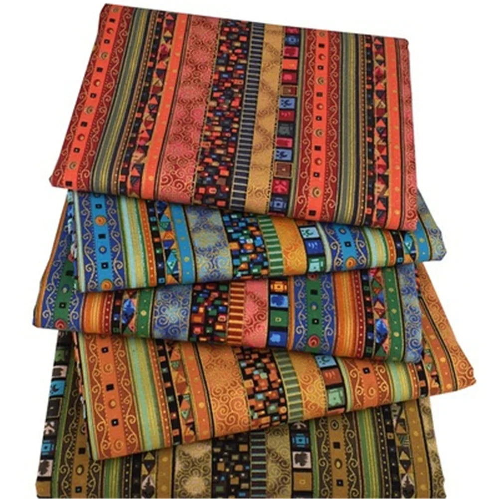 TWISTER 5 Piece Colored Ethnic Pattern Cotton Fabric Set