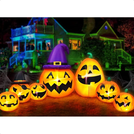 Guangdong Inflatable Halloween Pumpkins 7 Witch Hats LED
