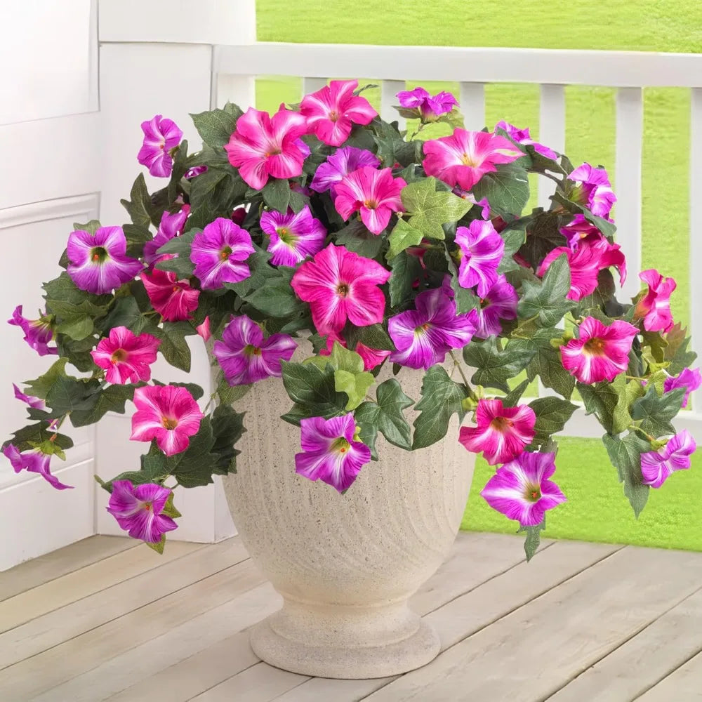Petunia Silk Flowers Outdoor Decor UV Resistant 2 Pack