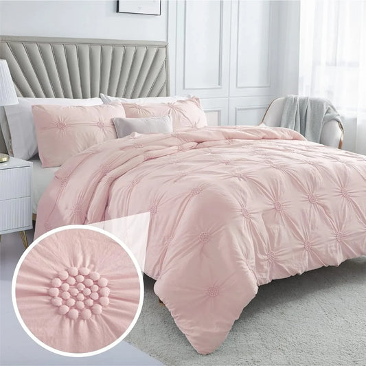 Breez Retail Therapy 3 Piece Pintuck Comforter Set 3D Floral