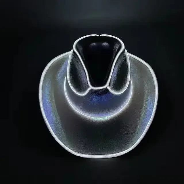 LED Light Up Cowboy Hat for Party Pearlescent Western