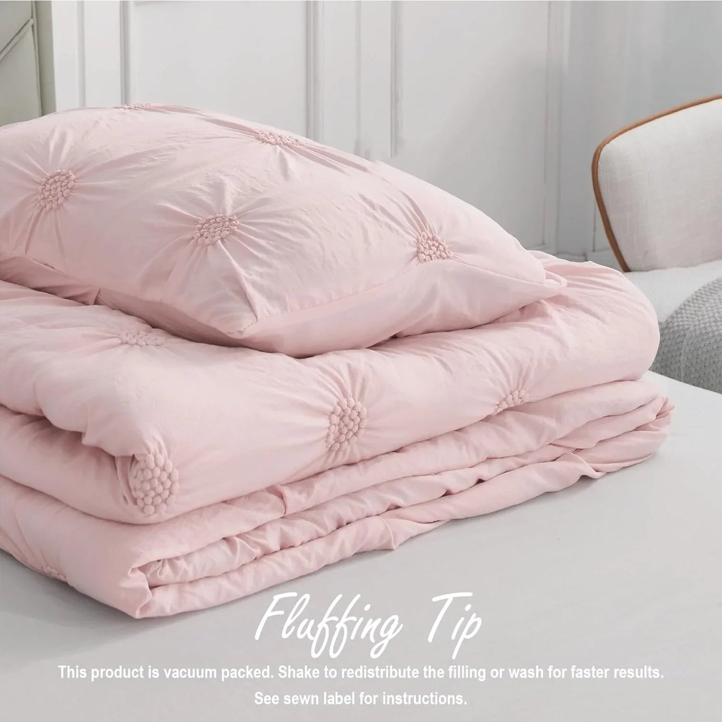 Breez Retail Therapy 3 Piece Pintuck Comforter Set 3D Floral