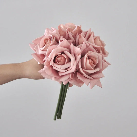 Amorobe Real Touch 5 Heads Rose Bouquet Latex Flowers