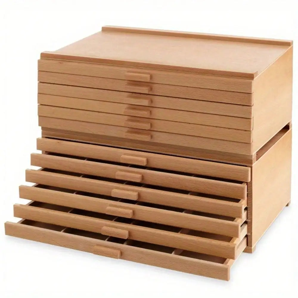 Color Wooden Storage Box for Pastels, Pencils and Brushes