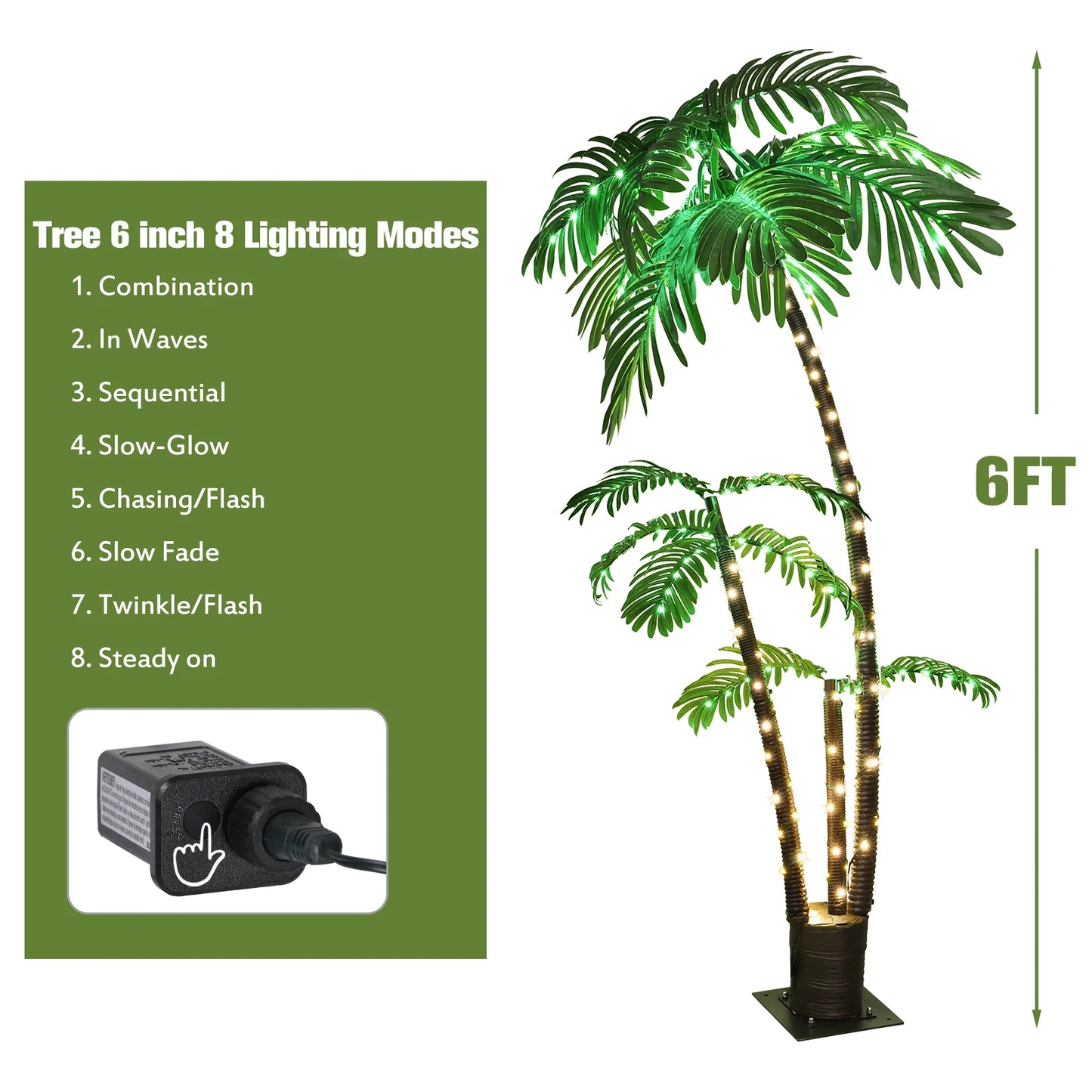 Solar Lighted Palm Tree LED for Tiki Bar Christmas Decor