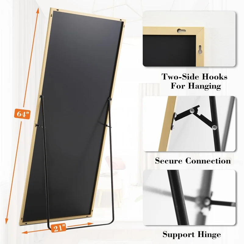 Floor Standing Mirror With Aluminum Frame And Nano Glass Wall