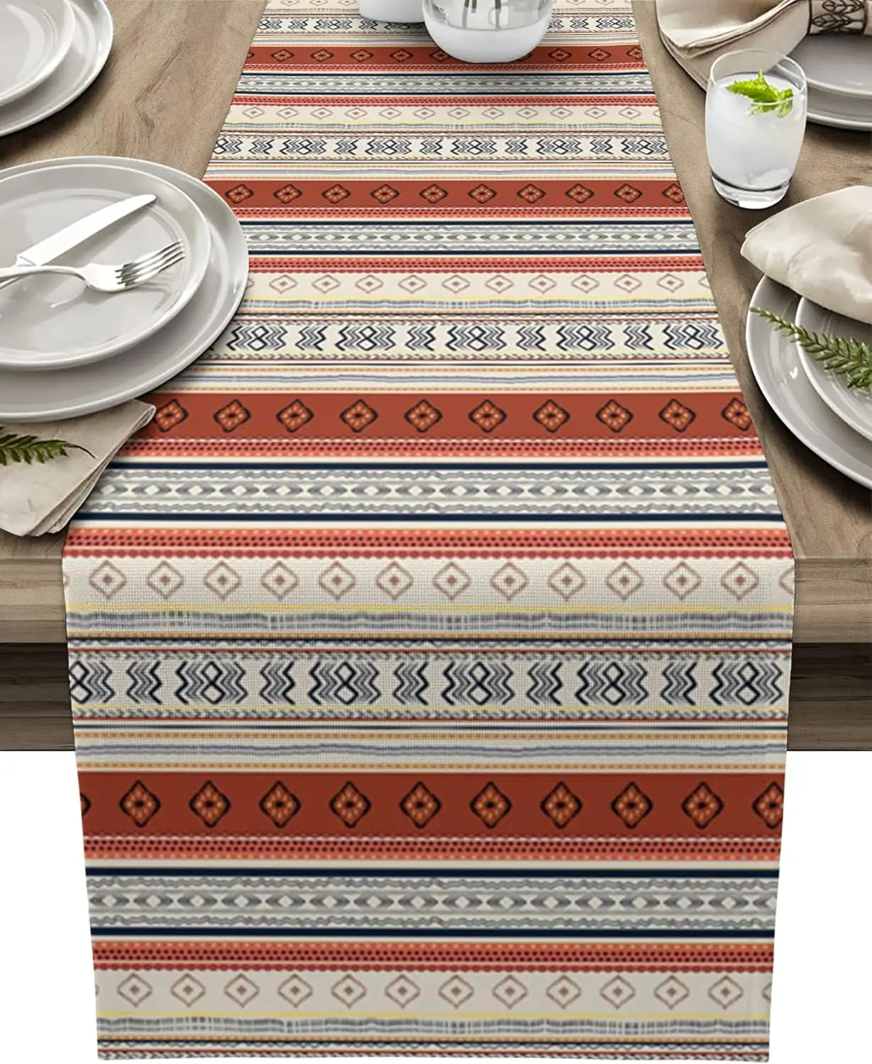 ZhejiangChoice Boho Western Aztec Linen Table Runner Decor