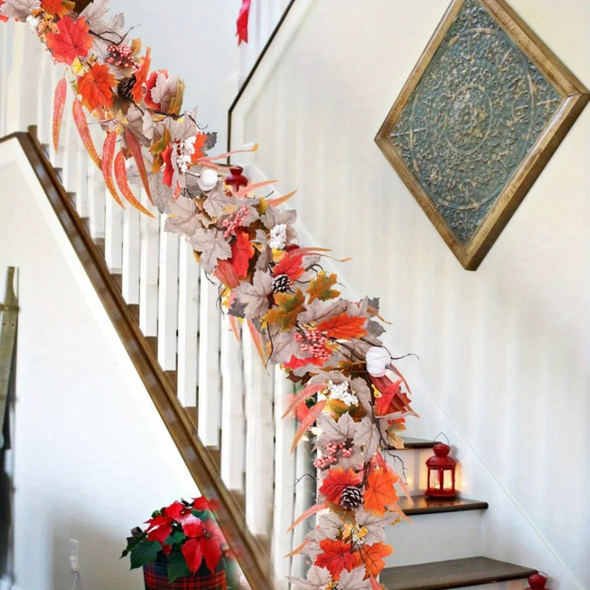 CN Zhejiang Fall Maple Leaves Pumpkin Garland for Thanksgiving