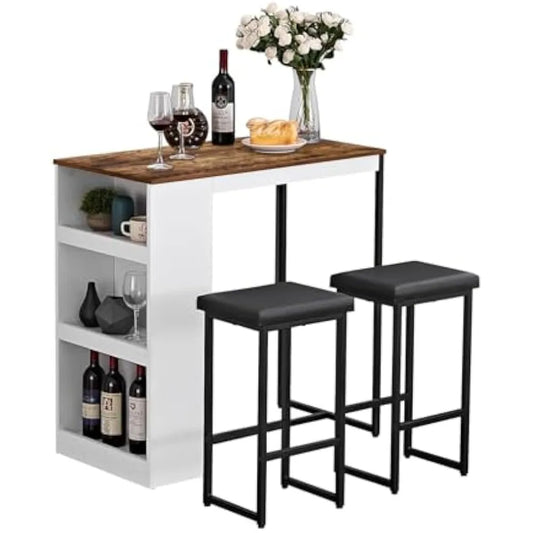 Hign-concerned 3 Piece Dining Table Set Bar Stools