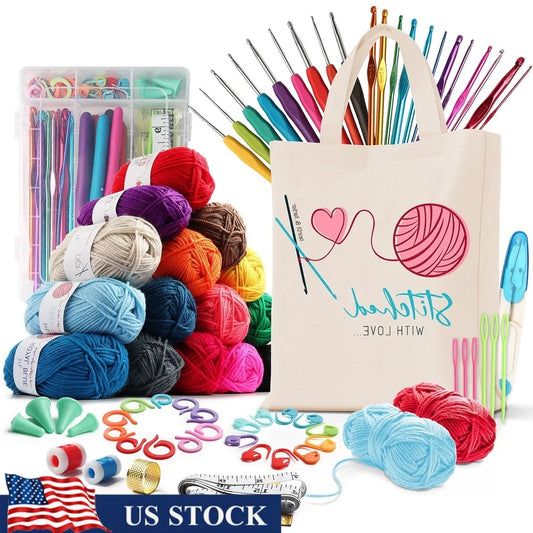 XMSJH Crochet Craft Kit Yarn Bundle 15 Colors 75 Yards