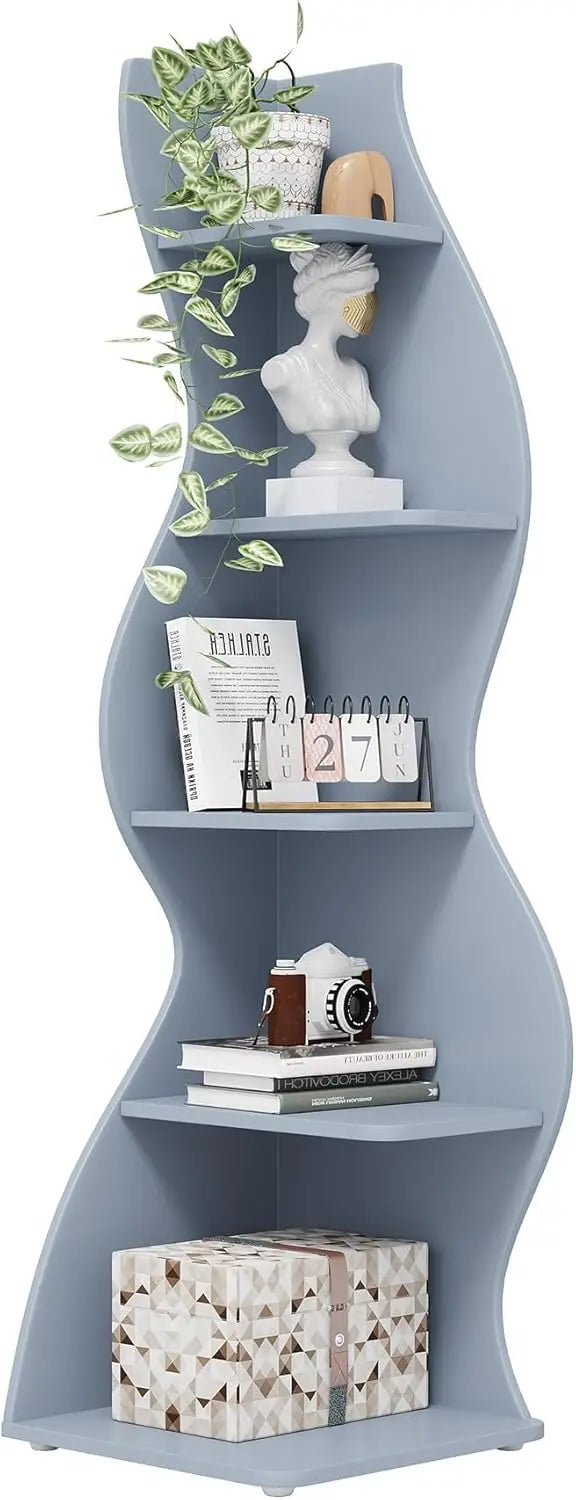 Guangbai Corner Shelf Rustic 5 Tier Wall Bookshelf