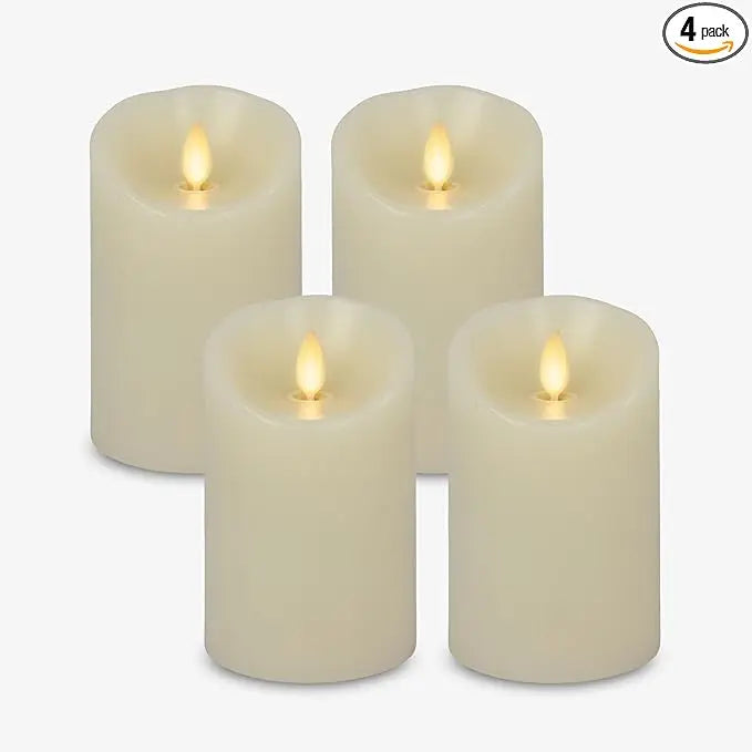Flameless LED Battery Operated Flickering Pillar Candles Pack