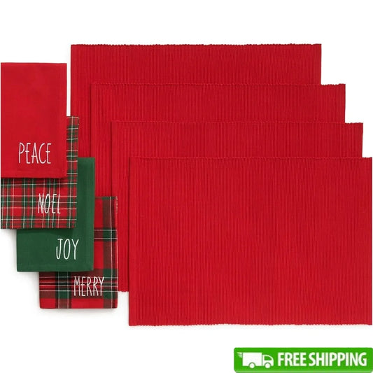 Breez Retail Therapy Christmas Placemats Napkin Set Cotton