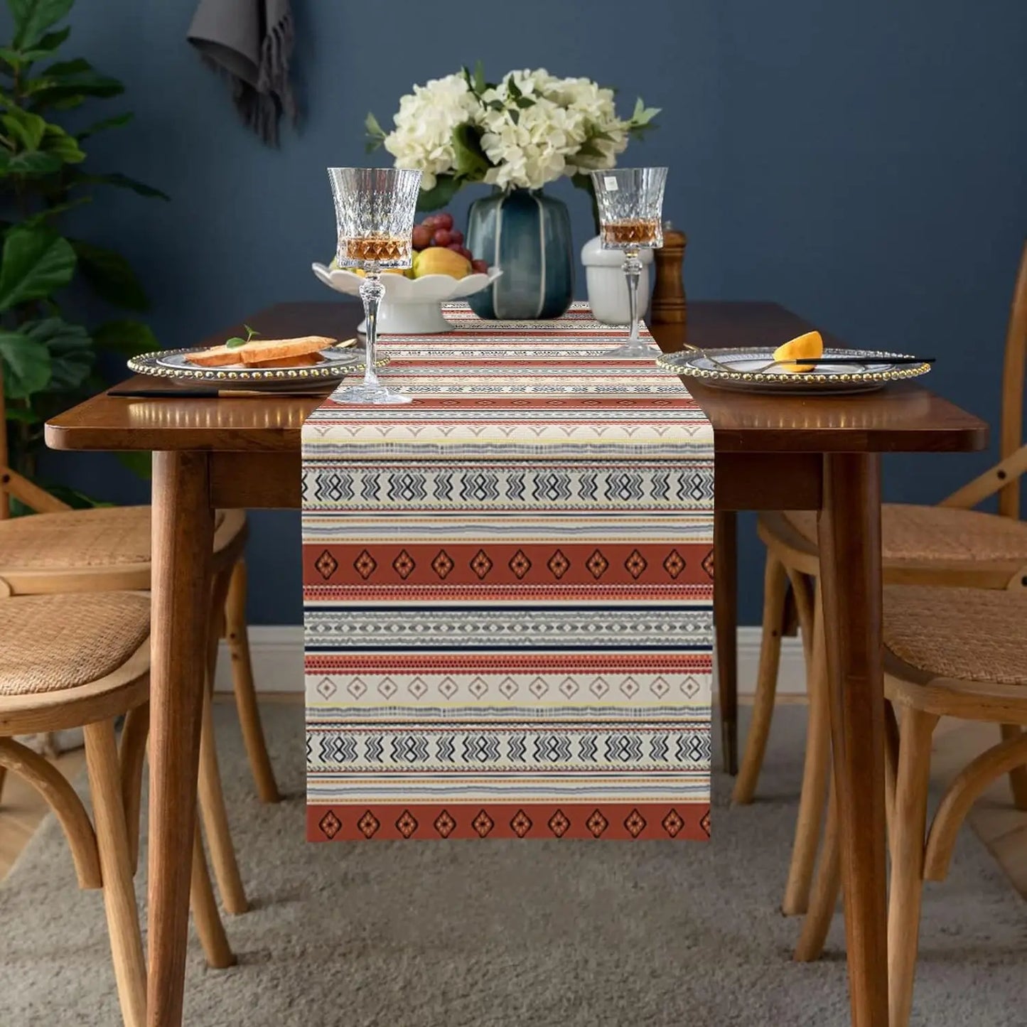 ZhejiangChoice Boho Western Aztec Linen Table Runner Decor