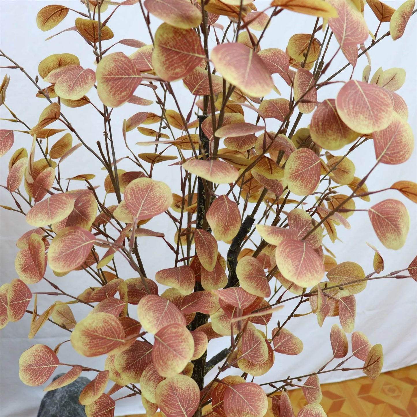 StudysetCN Artificial Fall Eucalyptus Tree In Pot Realistic Indoor Decor