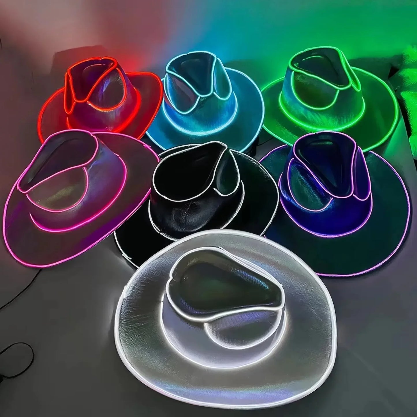 LED Light Up Cowboy Hat for Party Pearlescent Western