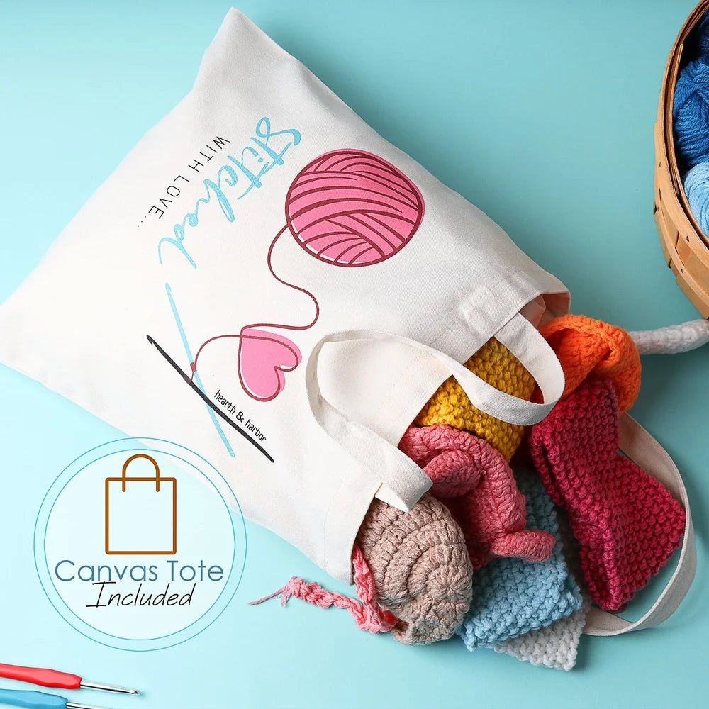XMSJH Crochet Craft Kit Yarn Bundle 15 Colors 75 Yards